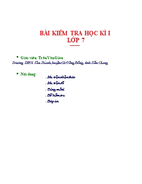 Bài kiểm tra học kì I lớp 7 môn Toán